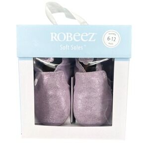 Robeez Soft Soles Baby Shoes 6-12 Mo Lavender Leather NWT Pretty‎ Pearl Shimmer